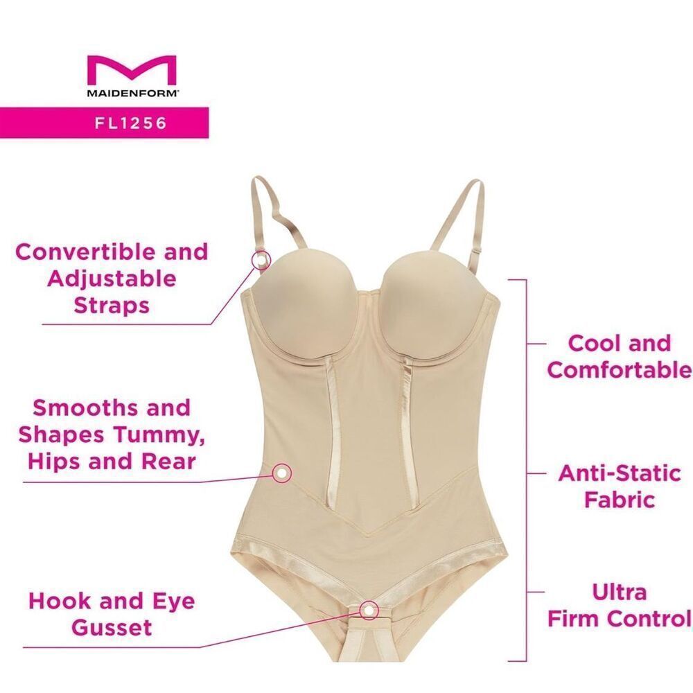 Maidenform NWT Shaper with Built-in Bra & Anti-static Shapewear Bodysuits Latte - Picture 6 of 7